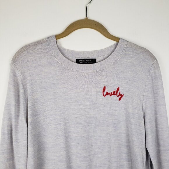 Banana Republic Womens Extra Fine Merino Wool Lovely Blue Gray Sweater Small - Picture 3 of 9